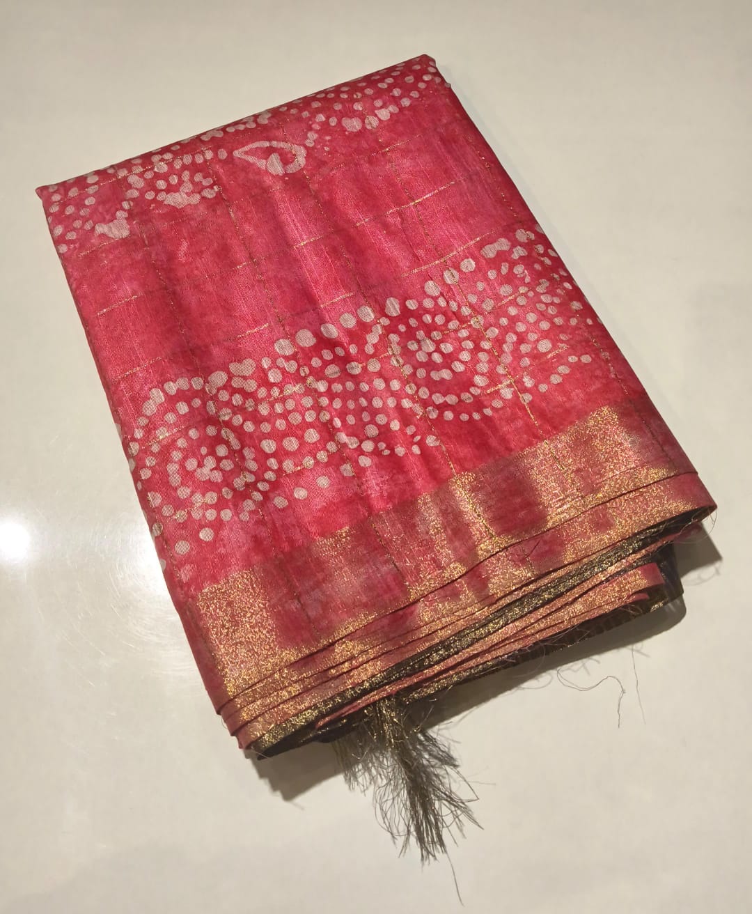 Silk Blend Cotton Saree - Pink & Navy Blue