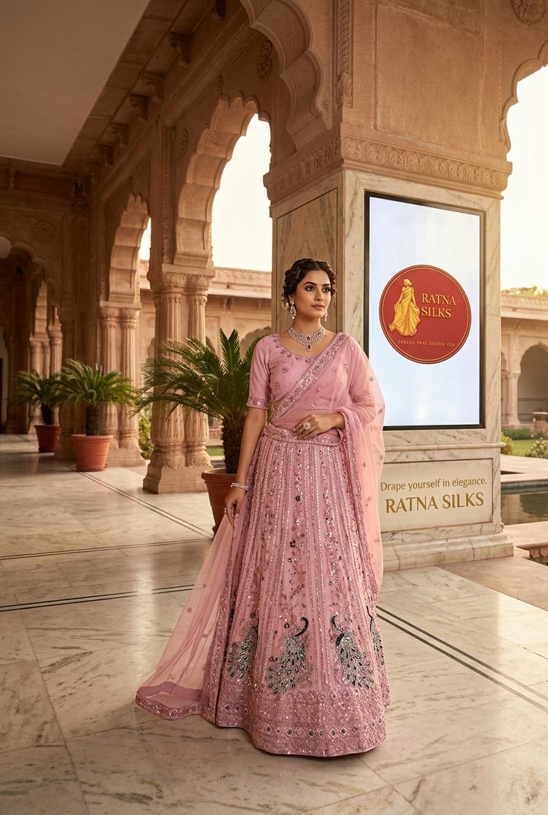 Pink Lehenga - Semi Stitched